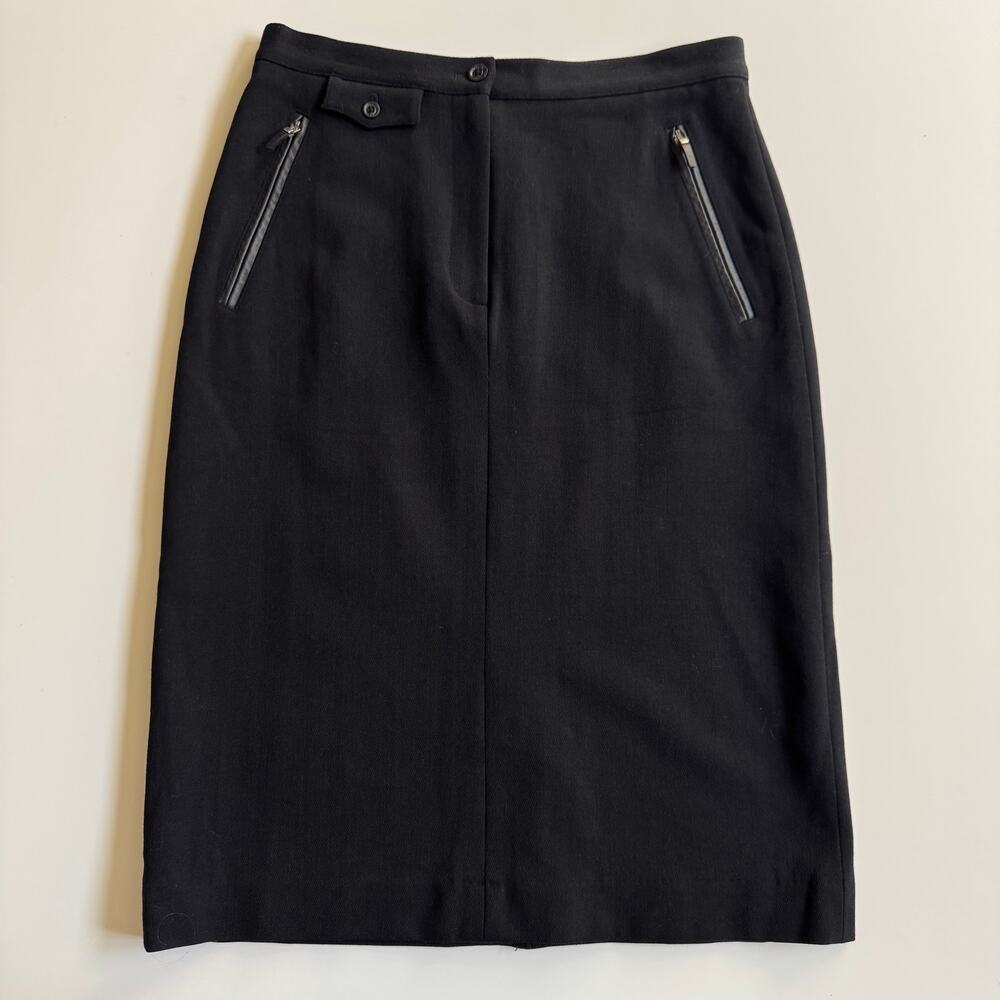 Lauren Ralph Lauren Black Stretch Straight Pencil Skirt Knee Length EUC Size 4